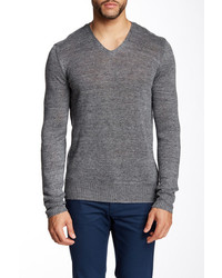 John Varvatos Collection V Neck Plaited Sweater