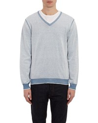 Barneys New York Compact Knit Sweater Blue
