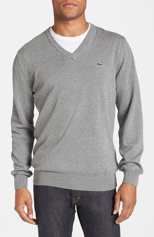 grey v neck sweater