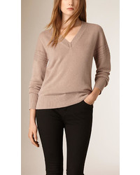 Burberry Deep V Neck Cashmere Cotton Sweater