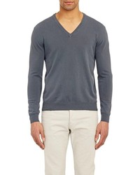 Zanone Gart Washed V Neck Sweater Grey Size Large