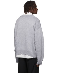 C2h4 Grey Distressed Layered Sweater