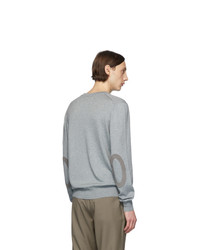 Maison Margiela Grey Elbow Patch V Neck Sweater