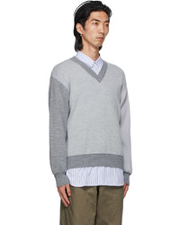 Comme Des Garcons SHIRT Grey Lochaven Of Scotland Edition Colorblocked V Neck Sweater