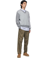 Comme Des Garcons SHIRT Grey Lochaven Of Scotland Edition Colorblocked V Neck Sweater