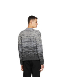 Sean Suen Grey Quilted V Neck Sweater