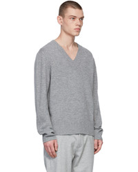 Hugo Grey Sdeep Knit V Neck Sweater