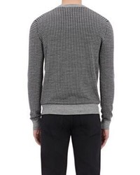 Tomas Maier Houndstooth V Neck Sweater Grey Size Xl