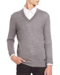 Burberry London Regal V Neck Grey Cashmere Sweater