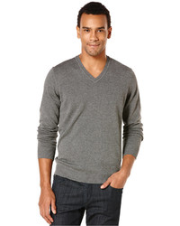 Perry Ellis Long Sleeve Solid V Neck Sweater