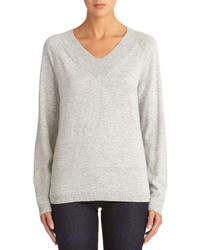 Jones New York Long Sleeve V Neck Pullover Sweater