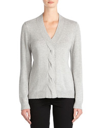 Jones New York Long Sleeve V Neck Sweater With Center Cable