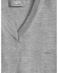 Dockers Merino V Neck Sweater Medium Grey Heather