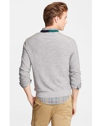 Band Of Outsiders Merino Wool V Neck Sweater With Two Tone Collar