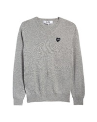 Comme des Garcons Play Black Heart Wool V Neck Sweater