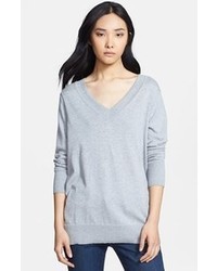Rag & Bone Casey V Neck Sweater Light Grey Medium