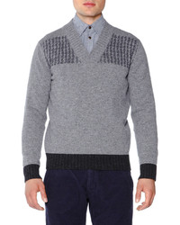 Tomas Maier Shetland Wool V Neck Sweater Charcoal