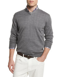Peter Millar Silk Blend V Neck Sweater Medium Gray