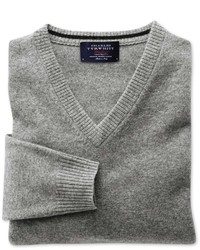 Charles Tyrwhitt Silver Grey Cashmere V Neck Sweater