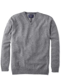 Charles Tyrwhitt Silver Grey Donegal V Neck Sweater