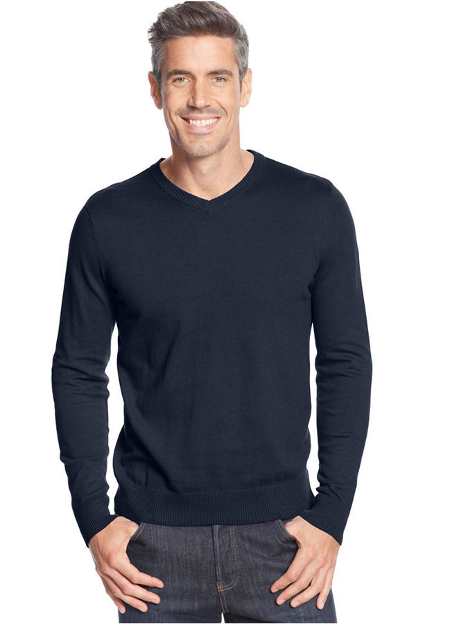 John Ashford Solid Long Sleeve V Neck Sweater, $50 | Macy's | Lookastic
