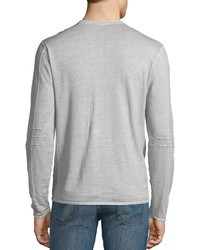 John Varvatos Star Usa Pintuck Sleeve V Neck Sweater Dew Gray