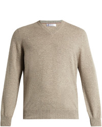 Brunello Cucinelli V Neck Cashmere Blend Sweater