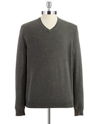 Black Brown 1826 V Neck Cotton Blend Sweater