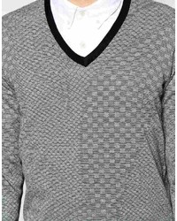 Ben Sherman V Neck Geo Print Sweater