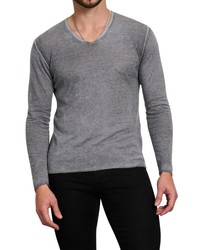John Varvatos V Neck Sweater In Seal Grey At Nordstrom