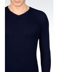 Giorgio Armani V Neck Sweater In Silk And Cotton