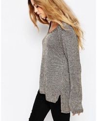 Brave Soul V Neck Sweater With Metallic Thread
