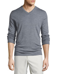 Vince Wool Blend V Neck Sweater Gray