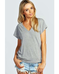 Boohoo Paige V Neck Cage Back Jersey Tee