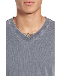 Daniel Buchler Burnout Cotton Blend V Neck T Shirt