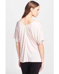 Vince Double V Neck Tee With Grosgrain Trim