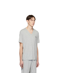 BOSS Grey Jersey V Neck T Shirt