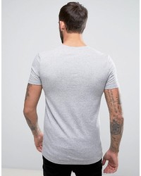 Asos Muscle T Shirt With V Neck In Gray Marl