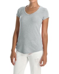 Cynthia Rowley Pima Cotton Modal V Neck T Shirt Short Sleeve