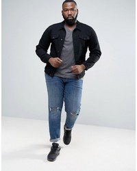 Asos Plus T Shirt With V Neck In Charcoal