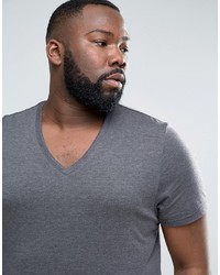 Asos Plus T Shirt With V Neck In Charcoal