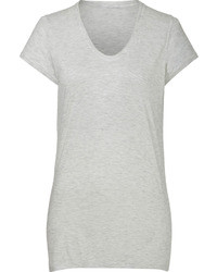 Vince Rolled V Neck T Shirt In Heather White