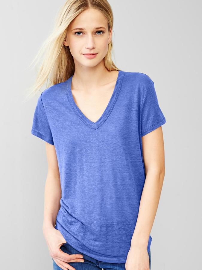 gap linen v neck tee