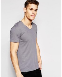 Esprit V Neck Short Sleeve T Shirt With Roll Sleeve