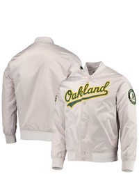 PRO STANDARD Silver Oakland Athletics Wordmark Satin Full Snap Jacket At Nordstrom