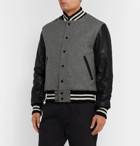 Golden Bear The Albany Wool Blend And Leather Bomber Jacket, $273 | MR ...