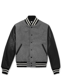 Golden Bear The Albany Wool Blend And Leather Bomber Jacket