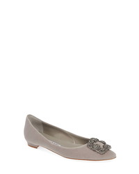 Grey Velvet Ballerina Shoes