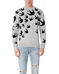 Grey Velvet Crew-neck Sweater