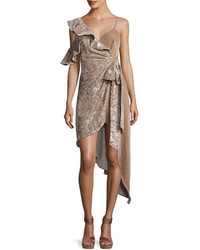 Self-Portrait Velvet Devore Asymmetric Wrap Dress